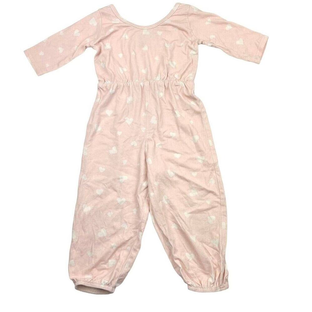 Vivie and Ash Pink Hearts Romper, 2/3T
